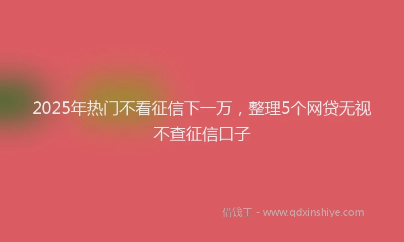 2025年热门不看征信下一万，整理5个网贷无视不查征信口子