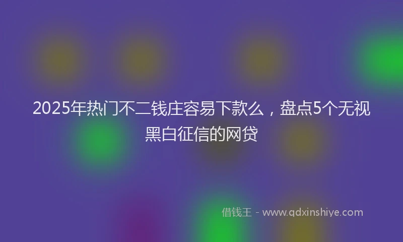 2025年热门不二钱庄容易下款么，盘点5个无视黑白征信的网贷
