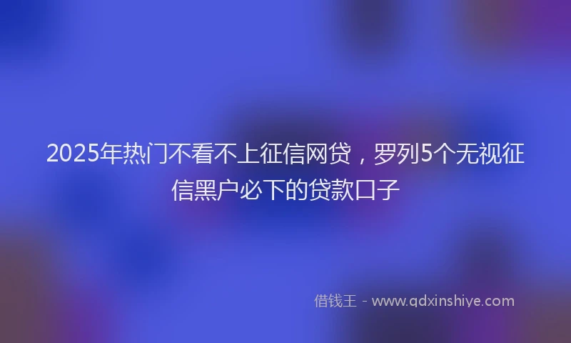 2025年热门不看不上征信网贷，罗列5个无视征信黑户必下的贷款口子