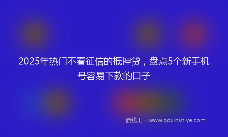 2025年热门不看征信的抵押贷，盘点5个新手机号容易下款的口子