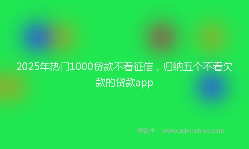 2025年热门1000贷款不看征信，归纳五个不看欠款的贷款app