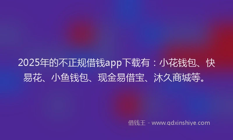 2025年的不正规借钱app下载有：小花钱包、快易花、小鱼钱包、现金易借宝、沐久商城等。