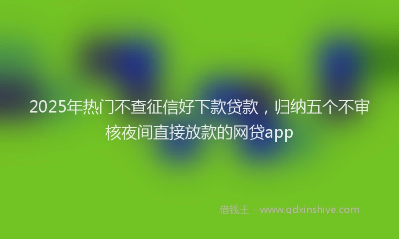 2025年热门不查征信好下款贷款，归纳五个不审核夜间直接放款的网贷app