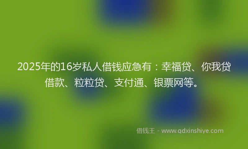2025年的16岁私人借钱应急有：幸福贷、你我贷借款、粒粒贷、支付通、银票网等。