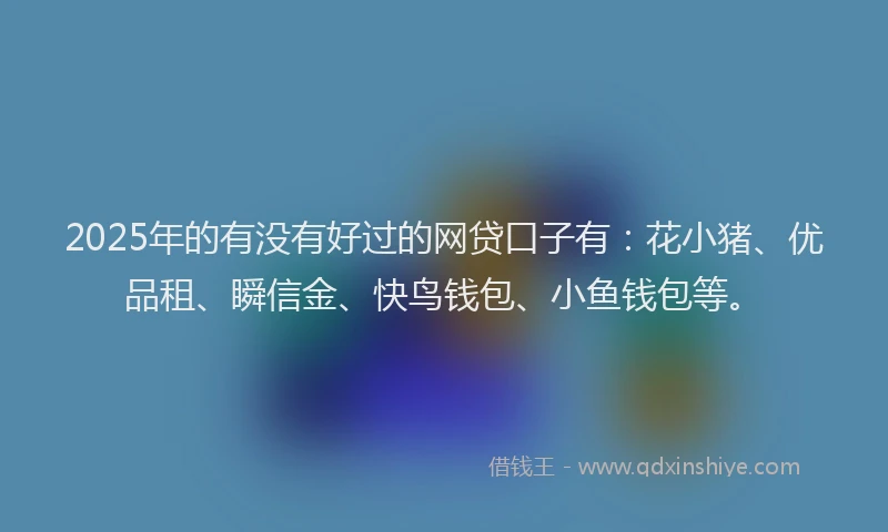 2025年的有没有好过的网贷口子有：花小猪、优品租、瞬信金、快鸟钱包、小鱼钱包等。