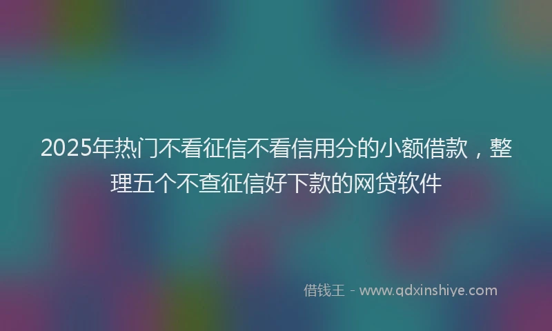 2025年热门不看征信不看信用分的小额借款，整理五个不查征信好下款的网贷软件