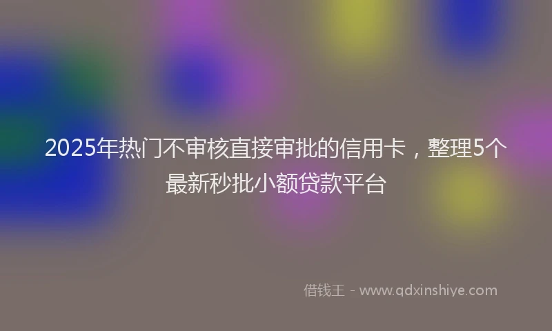 2025年热门不审核直接审批的信用卡,整理5个最新秒批小额贷款平台