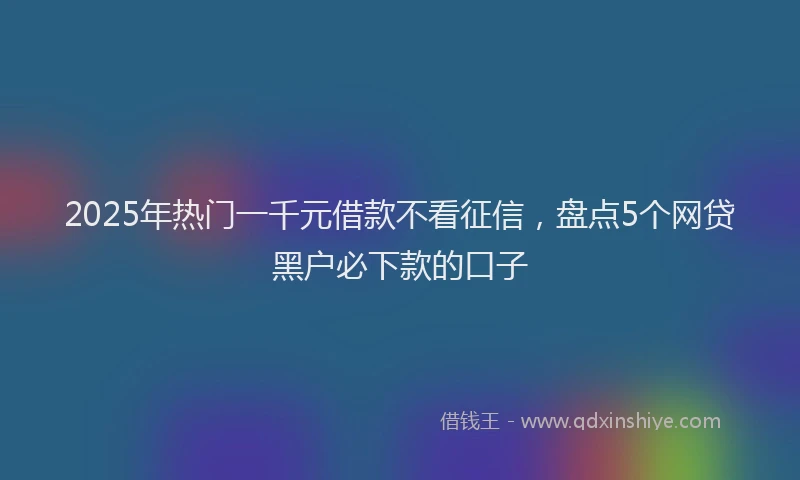 2025年热门一千元借款不看征信，盘点5个网贷黑户必下款的口子