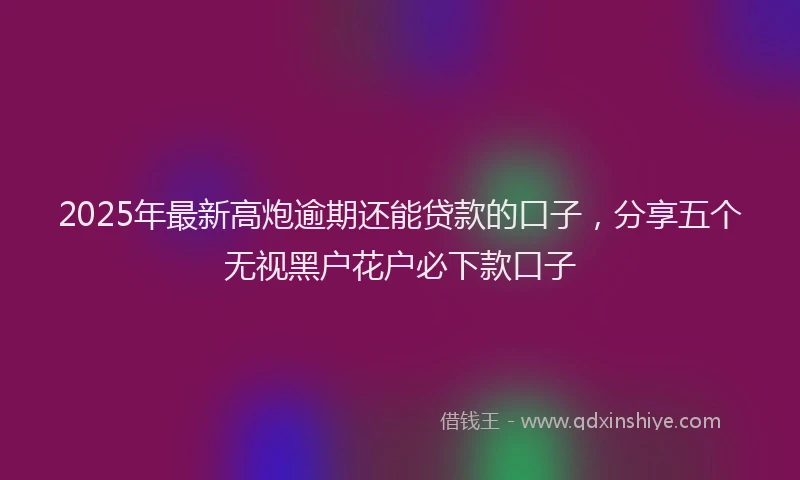 2025年最新高炮逾期还能贷款的口子，分享五个无视黑户花户必下款口子