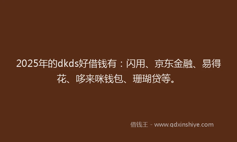 2025年的dkds好借钱有：闪用、京东金融、易得花、哆来咪钱包、珊瑚贷等。