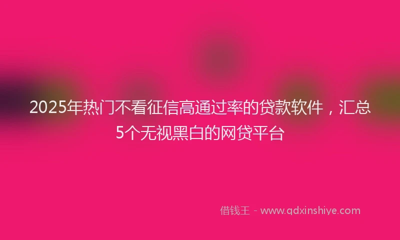 2025年热门不看征信高通过率的贷款软件，汇总5个无视黑白的网贷平台