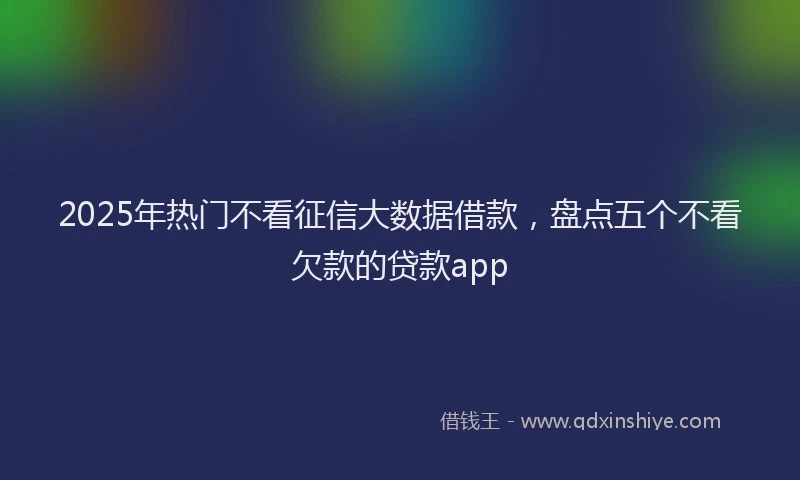2025年热门不看征信大数据借款，盘点五个不看欠款的贷款app