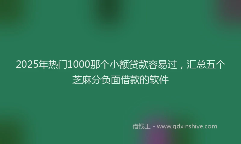 2025年热门1000那个小额贷款容易过，汇总五个芝麻分负面借款的软件