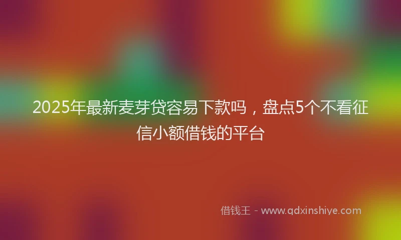 2025年最新麦芽贷容易下款吗，盘点5个不看征信小额借钱的平台