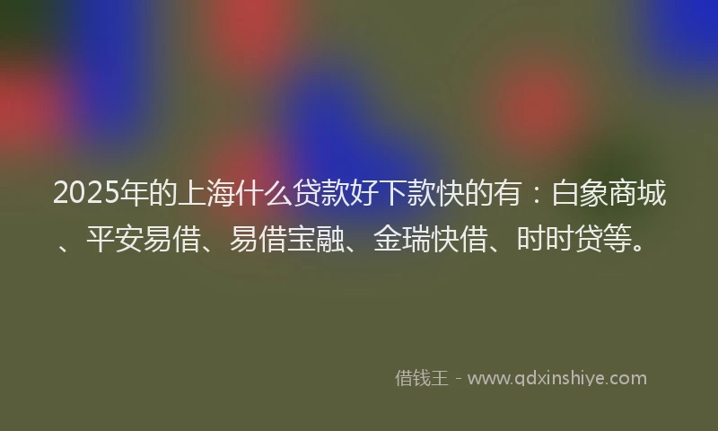 2025年的上海什么贷款好下款快的有：白象商城、平安易借、易借宝融、金瑞快借、时时贷等。