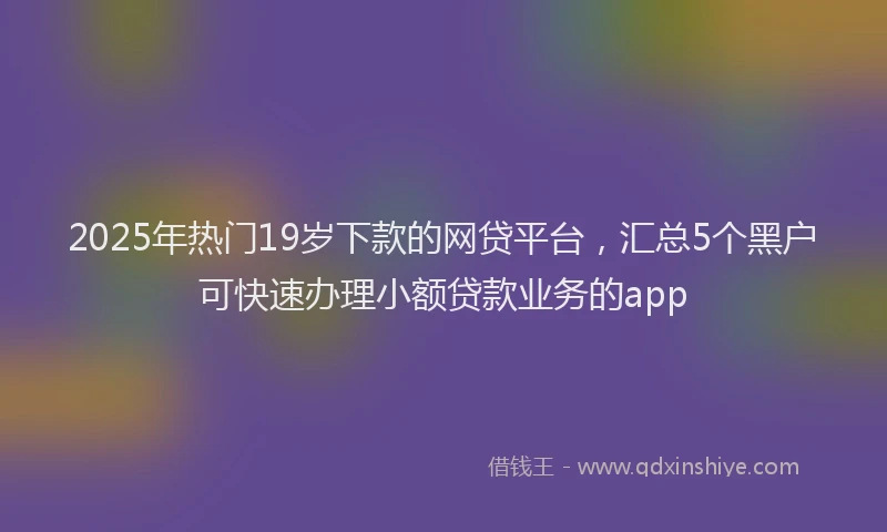 2025年热门19岁下款的网贷平台，汇总5个黑户可快速办理小额贷款业务的app
