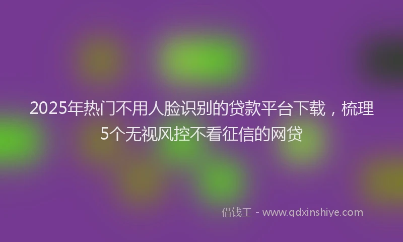 2025年热门不用人脸识别的贷款平台下载，梳理5个无视风控不看征信的网贷