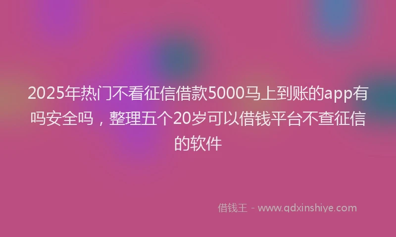 2025年热门不看征信借款5000马上到账的app有吗安全吗，整理五个20岁可以借钱平台不查征信的软件
