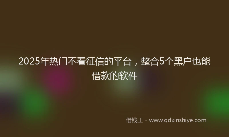 2025年热门不看征信的平台，整合5个黑户也能借款的软件