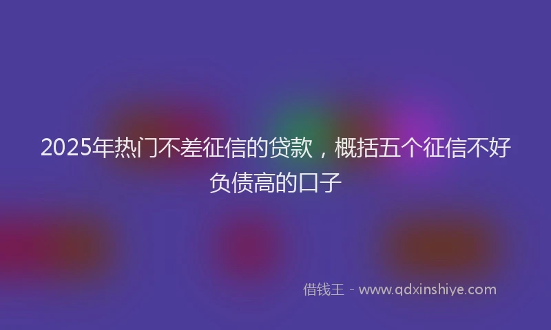 2025年热门不差征信的贷款，概括五个征信不好负债高的口子