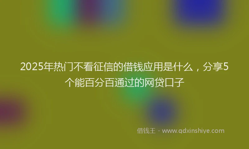 2025年热门不看征信的借钱应用是什么，分享5个能百分百通过的网贷口子
