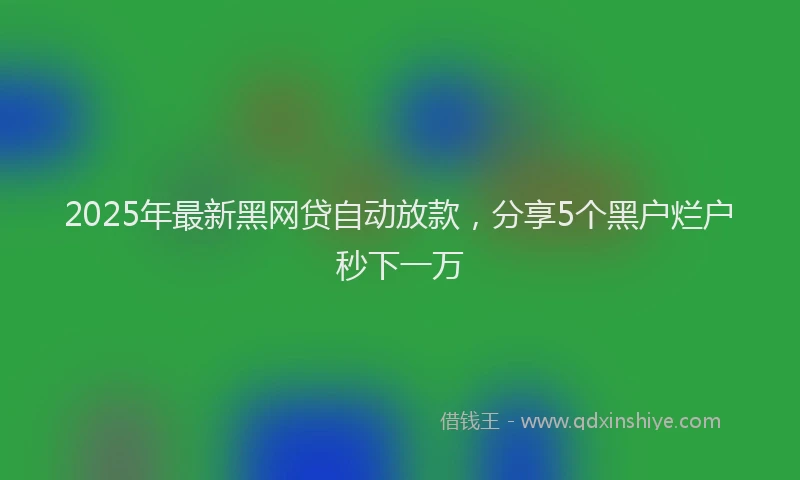 2025年最新黑网贷自动放款，分享5个黑户烂户秒下一万