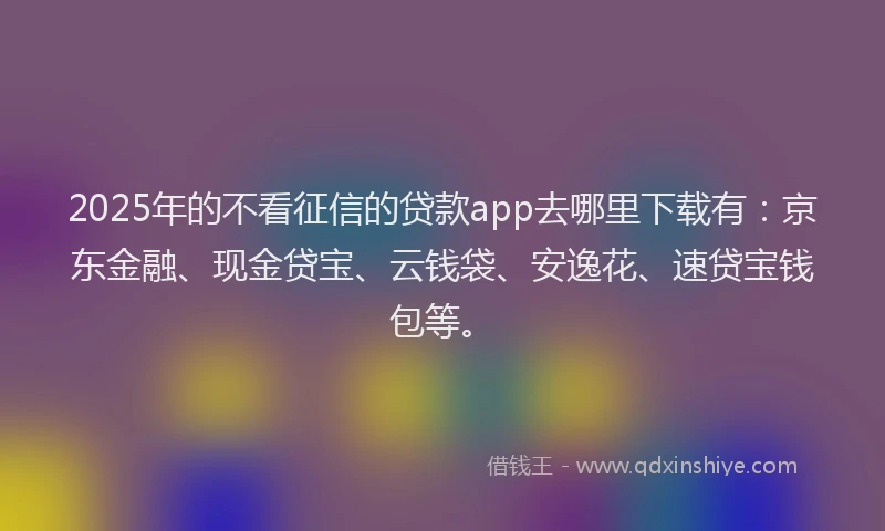 2025年的不看征信的贷款app去哪里下载有：京东金融、现金贷宝、云钱袋、安逸花、速贷宝钱包等。
