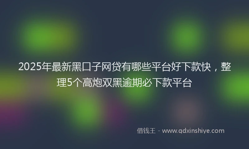 2025年最新黑口子网贷有哪些平台好下款快，整理5个高炮双黑逾期必下款平台