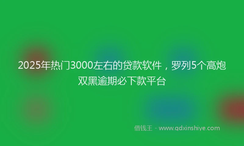 2025年热门3000左右的贷款软件，罗列5个高炮双黑逾期必下款平台
