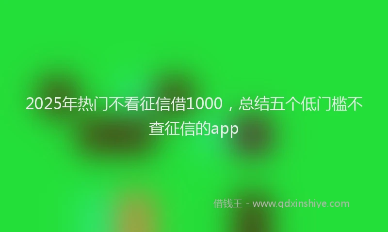 2025年热门不看征信借1000，总结五个低门槛不查征信的app