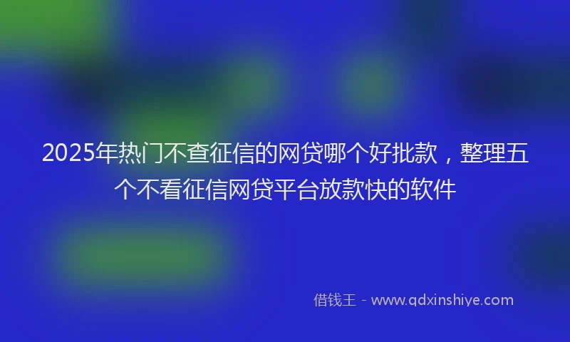 2025年热门不查征信的网贷哪个好批款，整理五个不看征信网贷平台放款快的软件
