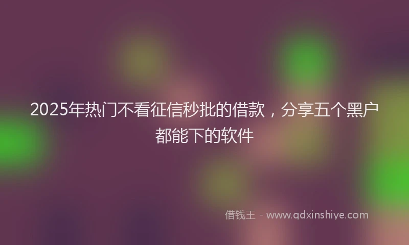 2025年热门不看征信秒批的借款，分享五个黑户都能下的软件