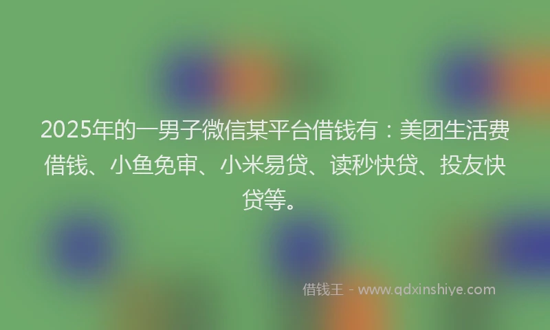 2025年的一男子微信某平台借钱有：美团生活费借钱、小鱼免审、小米易贷、读秒快贷、投友快贷等。