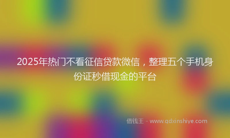 2025年热门不看征信贷款微信，整理五个手机身份证秒借现金的平台