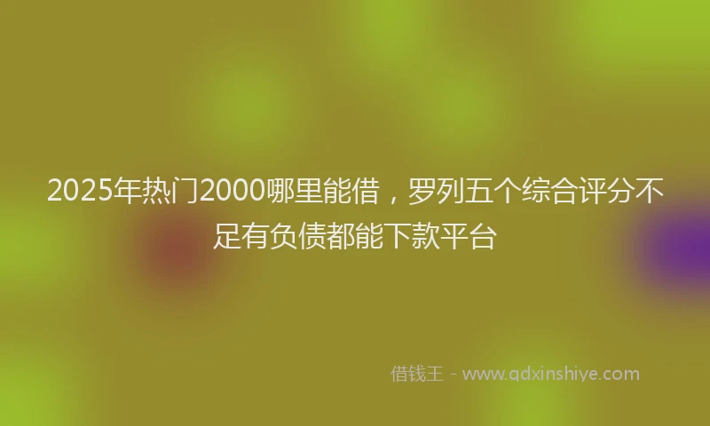 2025年热门2000哪里能借，罗列五个综合评分不足有负债都能下款平台