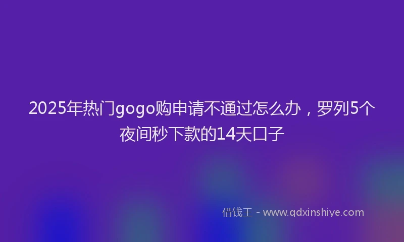 2025年热门gogo购申请不通过怎么办，罗列5个夜间秒下款的14天口子