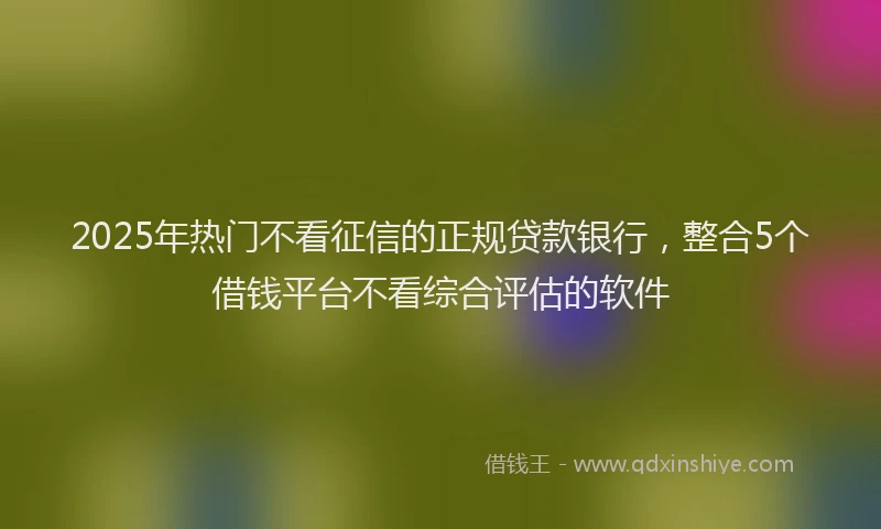 2025年热门不看征信的正规贷款银行，整合5个借钱平台不看综合评估的软件