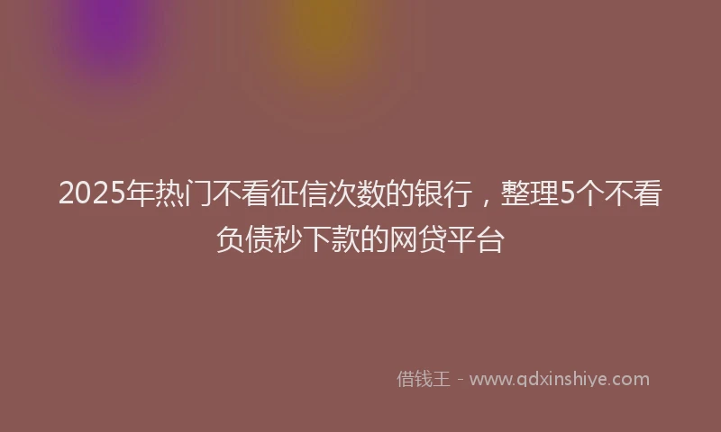 2025年热门不看征信次数的银行，整理5个不看负债秒下款的网贷平台