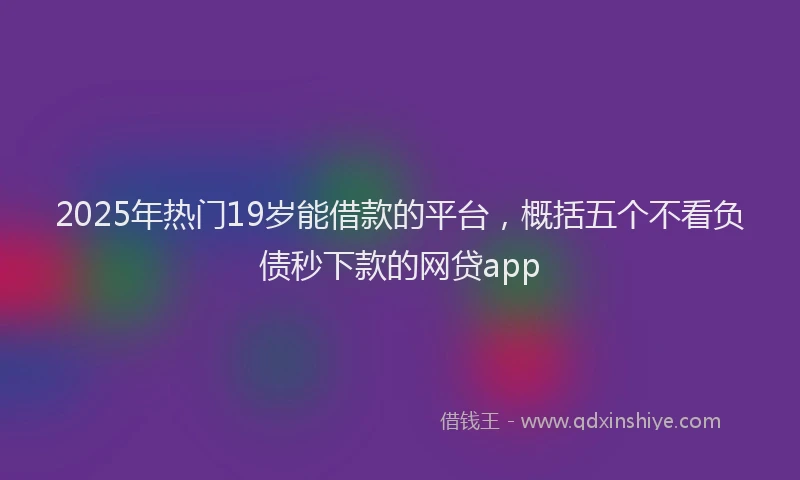 2025年热门19岁能借款的平台，概括五个不看负债秒下款的网贷app