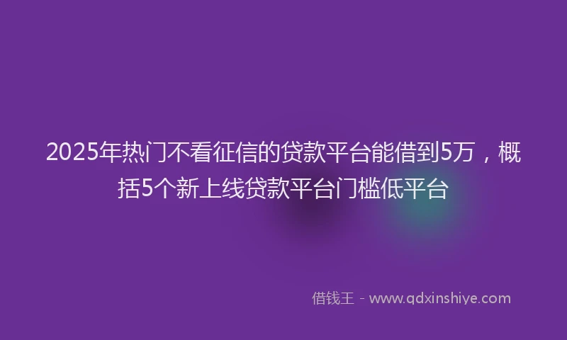 2025年热门不看征信的贷款平台能借到5万，概括5个新上线贷款平台门槛低平台