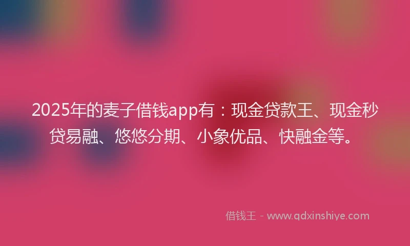 2025年的麦子借钱app有：现金贷款王、现金秒贷易融、悠悠分期、小象优品、快融金等。
