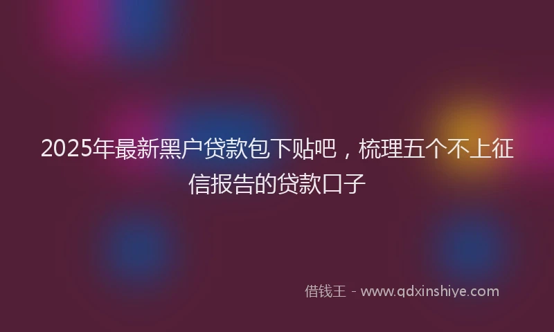 2025年最新黑户贷款包下贴吧，梳理五个不上征信报告的贷款口子