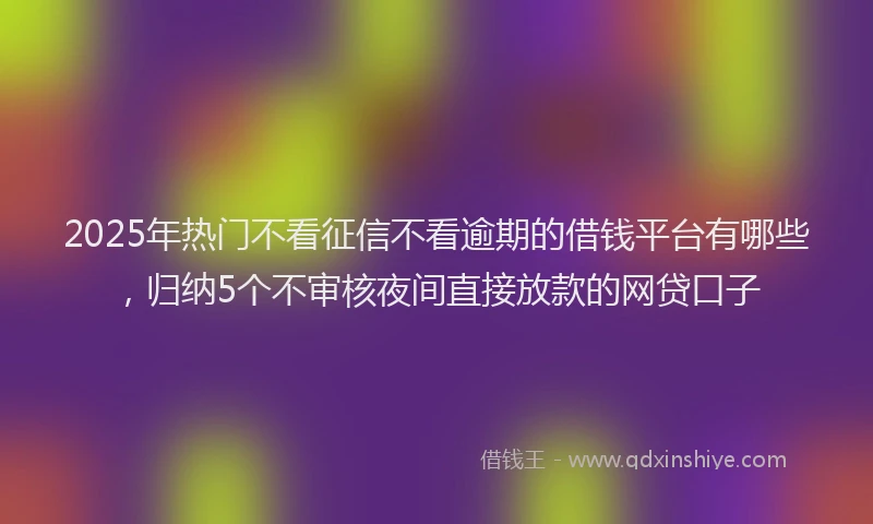2025年热门不看征信不看逾期的借钱平台有哪些，归纳5个不审核夜间直接放款的网贷口子