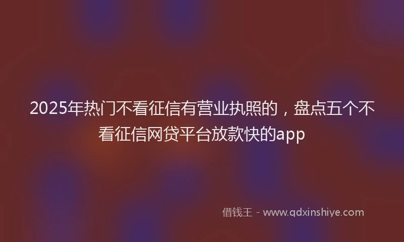 2025年热门不看征信有营业执照的，盘点五个不看征信网贷平台放款快的app