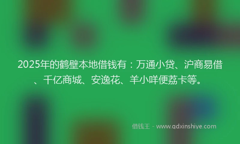 2025年的鹤壁本地借钱有：万通小贷、沪商易借、千亿商城、安逸花、羊小咩便荔卡等。