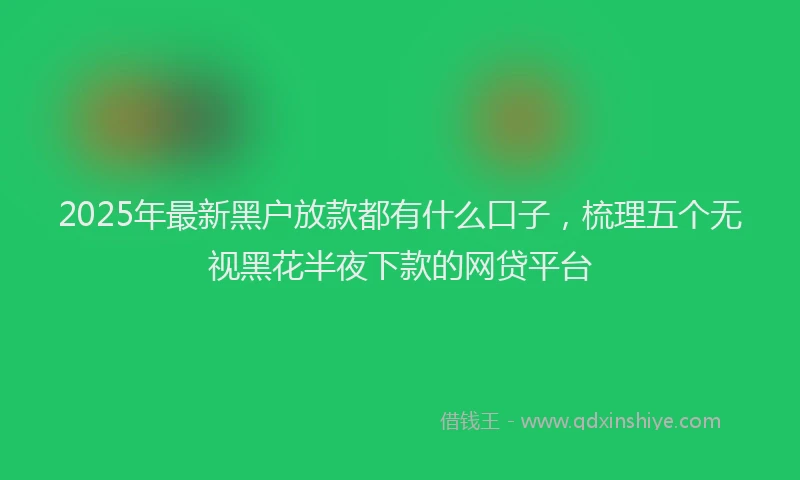 2025年最新黑户放款都有什么口子，梳理五个无视黑花半夜下款的网贷平台