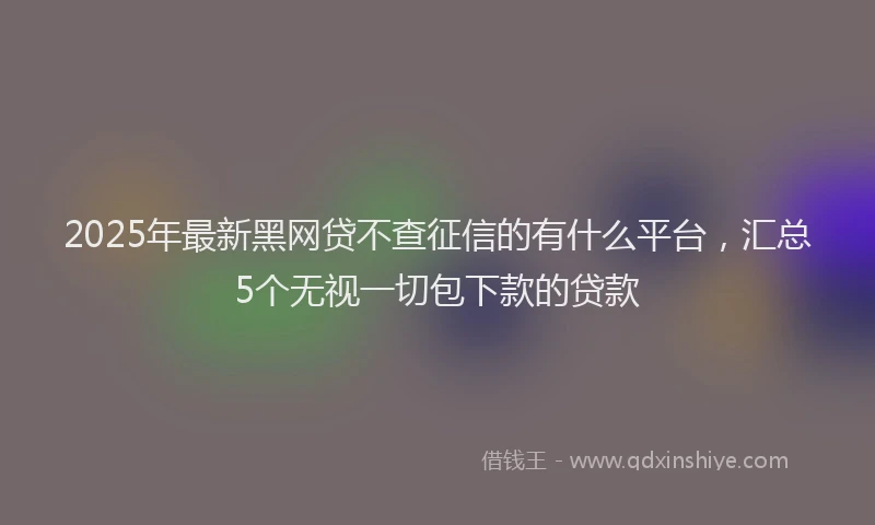 2025年最新黑网贷不查征信的有什么平台，汇总5个无视一切包下款的贷款