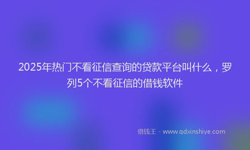 2025年热门不看征信查询的贷款平台叫什么，罗列5个不看征信的借钱软件