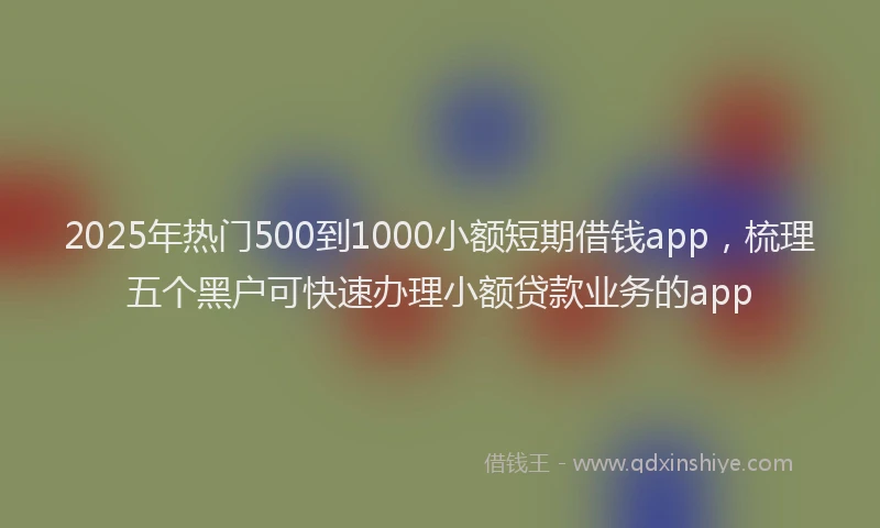 2025年热门500到1000小额短期借钱app，梳理五个黑户可快速办理小额贷款业务的app