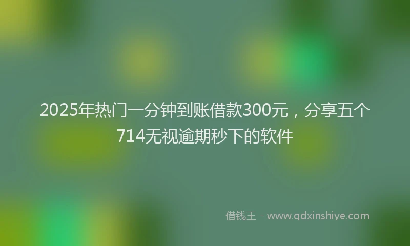 2025年热门一分钟到账借款300元，分享五个714无视逾期秒下的软件